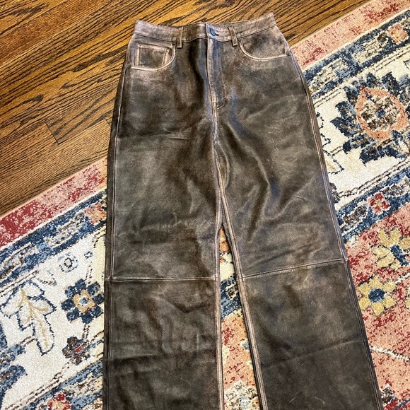 Petites Veda Kennedy Wide Leg Leather Pant like new - Picture 5 of 6